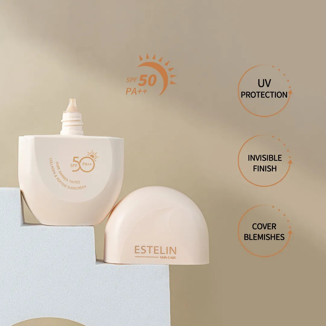 Estelin Pore Barrier Tinted Collagen & Peptide Sunscreen SPF 50 PA++ — 60g