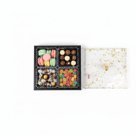 4 - Piece Acrylic Crystal Candy Bowl Set with Black Wooden Tray & Gold Foil Lid | 24×24cm - Al Kabayel Discount Centre4 - Piece Acrylic Crystal Candy Bowl Set with Black Wooden Tray & Gold Foil Lid | 24×24cmJars & Food SaversAKDCAl Kabayel Discount Centre