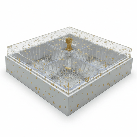 4 - Piece Acrylic Crystal Candy Bowl Set with White Wooden Tray & Acrylic Lid — 24×24 cm - Al Kabayel Discount Centre4 - Piece Acrylic Crystal Candy Bowl Set with White Wooden Tray & Acrylic Lid — 24×24 cmJars & Food SaversAKDCAl Kabayel Discount Centre