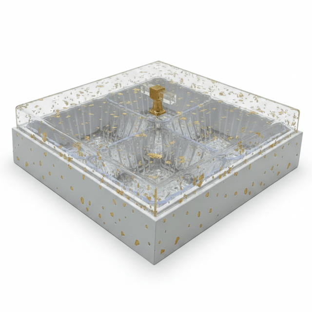 4 - Piece Acrylic Crystal Candy Bowl Set with White Wooden Tray & Acrylic Lid — 24×24 cm - Al Kabayel Discount Centre4 - Piece Acrylic Crystal Candy Bowl Set with White Wooden Tray & Acrylic Lid — 24×24 cmJars & Food SaversAKDCAl Kabayel Discount Centre