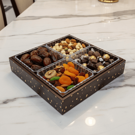 4 - Piece Luxury Acrylic Crystal Candy Bowl Set with Brown Wooden Tray & Acrylic Lid | 24×24cm - Al Kabayel Discount Centre4 - Piece Luxury Acrylic Crystal Candy Bowl Set with Brown Wooden Tray & Acrylic Lid | 24×24cmJars & Food SaversAKDCAl Kabayel Discount Centre