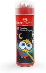 Faber-Castell Erasable Plastic Crayons – 14 Colors in Cylinder Tube