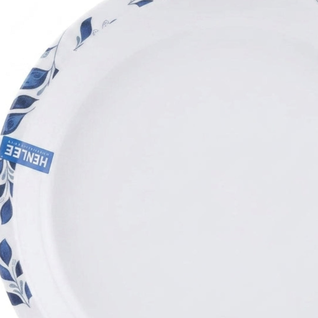 Henlee White & Blue Melamine Round Serving Tray - 12 Inch