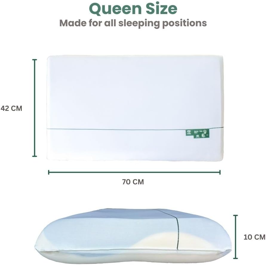 Memory Foam Pillow, White, 70 × 42 × 10 cm
