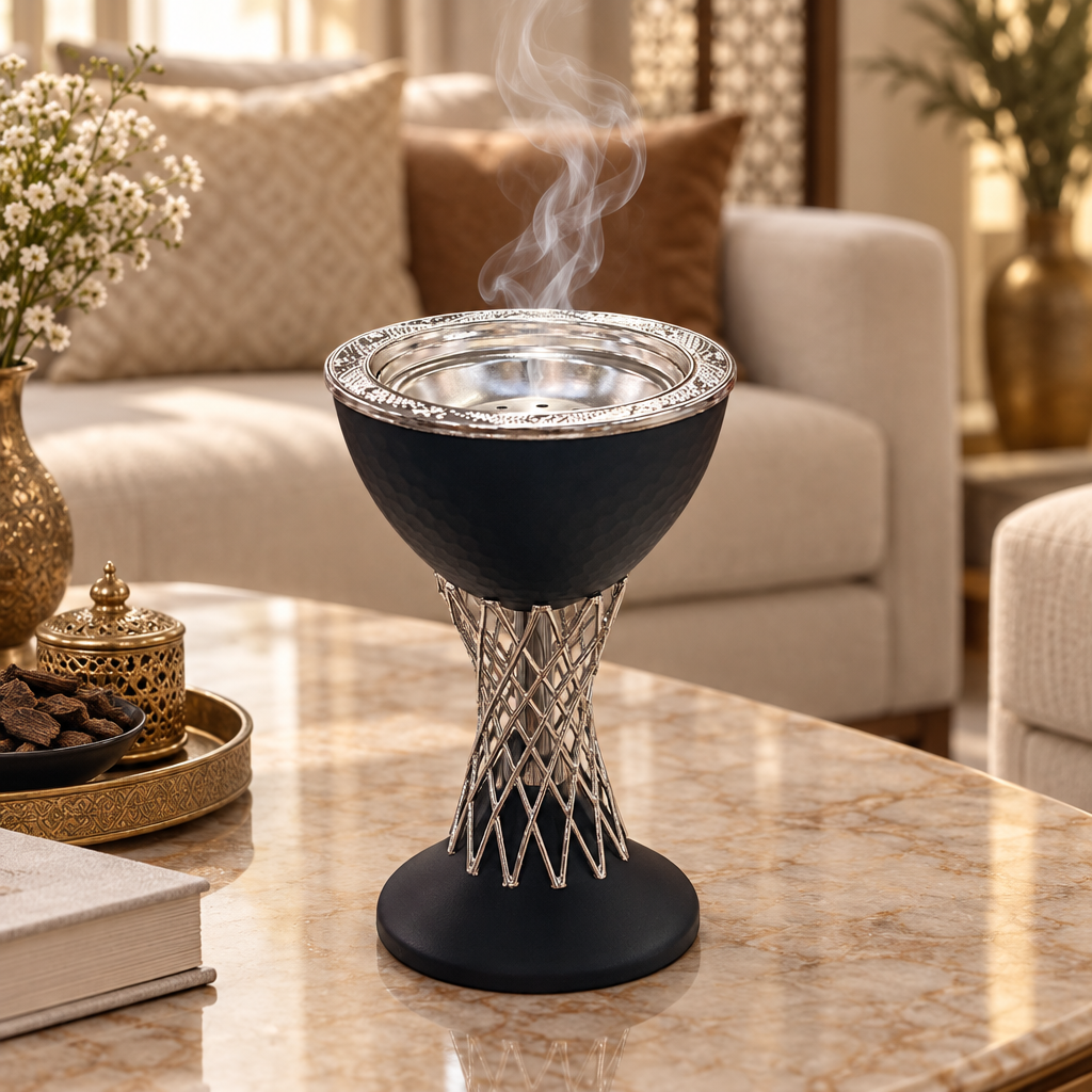 Metal Incense Burner with Decorative Lattice Stand – 20×10cm