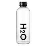 Orchid Bord H2O Borosilicate Clear Glass Water Bottle – 1 Litre | Leak-Proof Cap | Black / White |