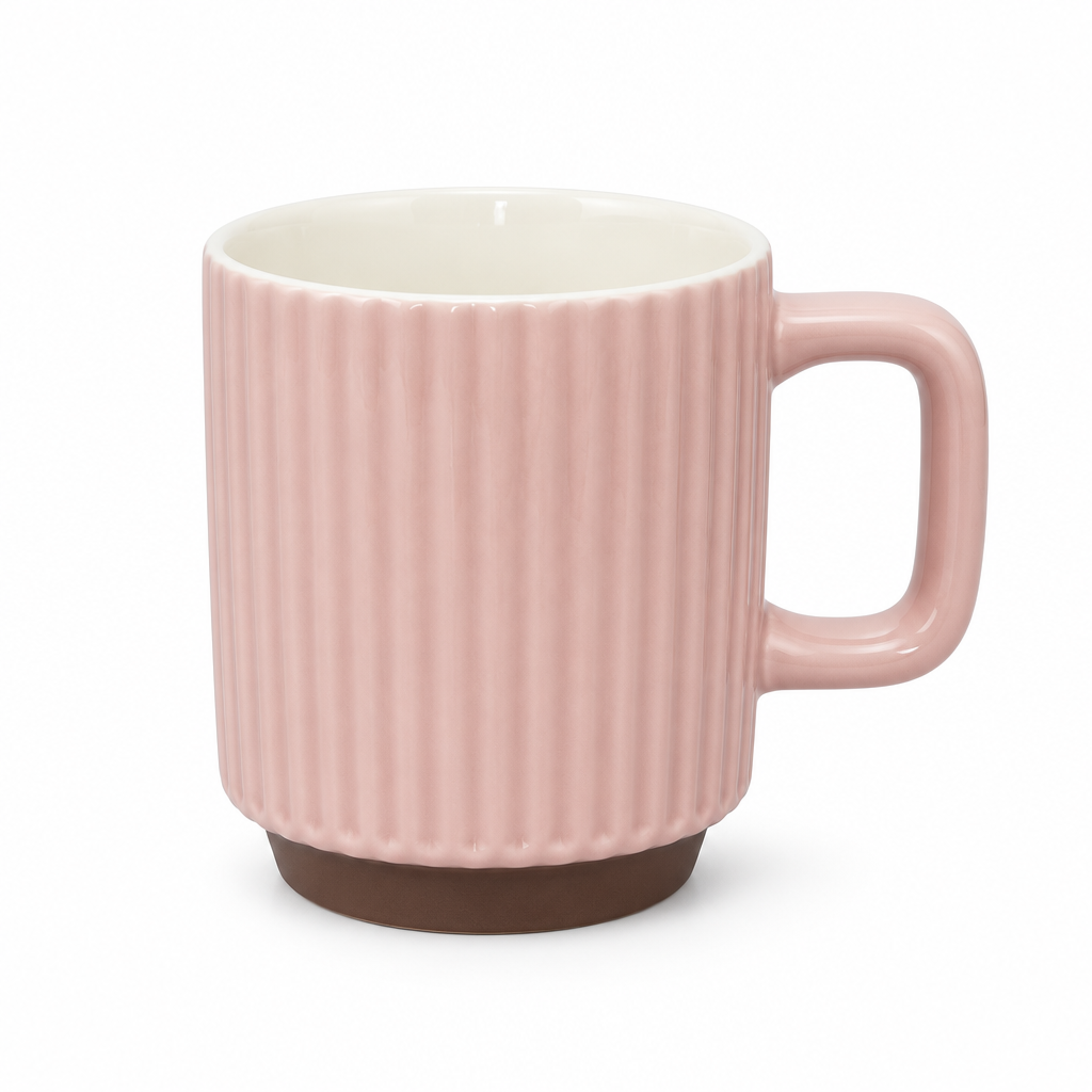 Ceramic Ribbed Mug Dusty Pink - 400ml