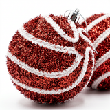 Plastic Christmas Décor Balls 2-Piece Set Red & White - 10cm