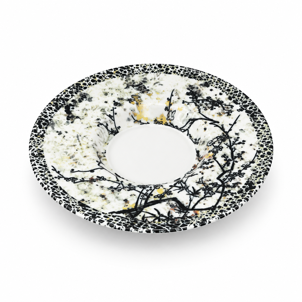 Ceramic Saucer White with Black Pattern - 13cm
