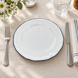 Luhpar Ceramic Dinner Plate White with Blue Rim - 26.8 cm