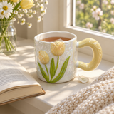 Ceramic Mug With Yellow Handle - 400ml