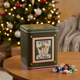 Metal Christmas Candy Box with Lid Dark Green - 14×10cm