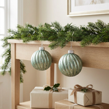 Plastic Christmas Hanging Balls 2 Piece Sage Green - 10cm
