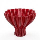 Resin Decorative Footed Bowl with Fluted Design Burgundy - 25×30cm