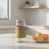 Glass Bottle with Straw Brown - 410ml