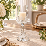 Glass Footed Floral Candle Holder - 20×6cm