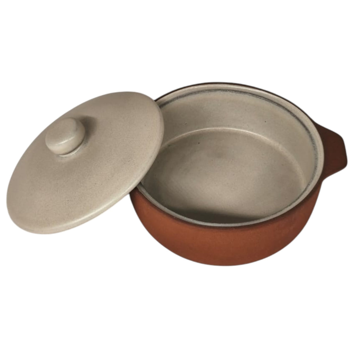 Maria Terracotta Round Clay Casserole With Lid Traditional-25cmX6cm(FloralWhite&Clay)
