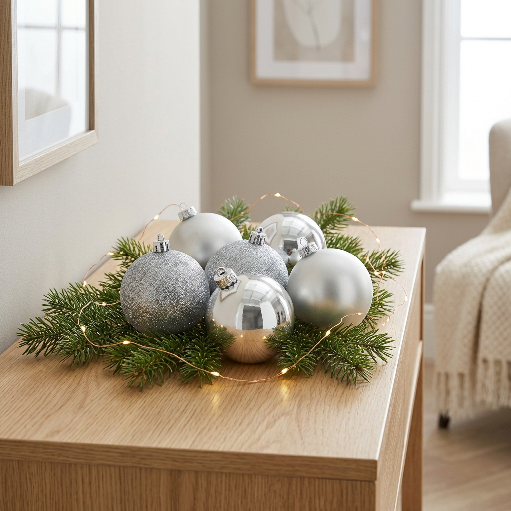 Plastic Christmas Décor Balls 6-Piece Set Silver - 8cm