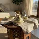Slama Cream & Olive Gold Ceramic Tajine Set - 9 cm
