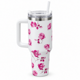 Stainless Steel Water Bottle with Straw & Handle White - 1 Litre