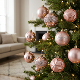 Plastic Christmas Décor Balls 24-Piece Set  Pink - 8cm