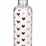Clear Glass Water Bottle with Heart Design – 750 ml
