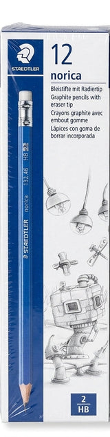 Staedtler Norica HB Graphite Pencils with Eraser Tip – Pack of 36