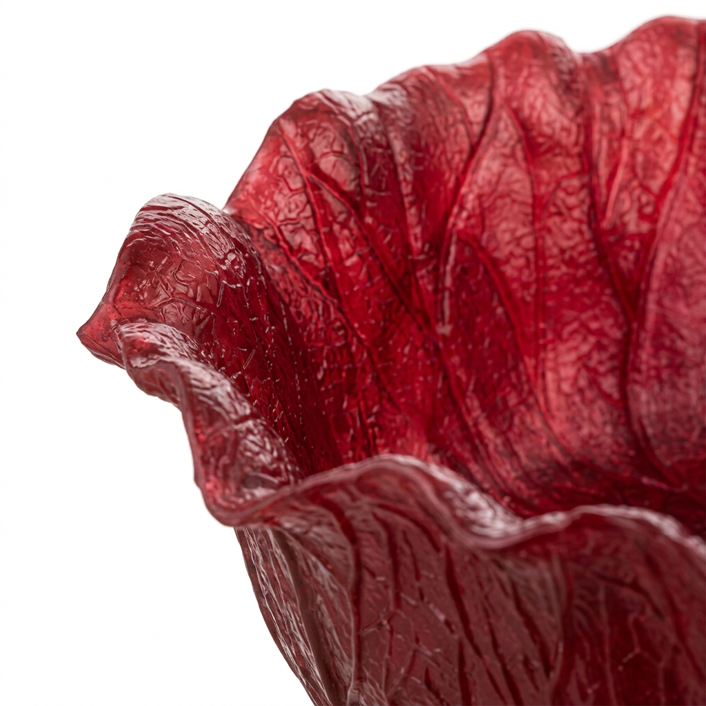 Resin Cabbage Leaf Shape Bowl Burgundy - 25cm