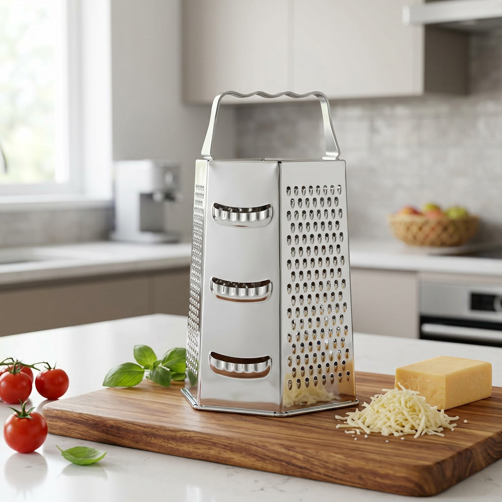 HSS Stainless Steel 6-Way Grater Silver - 17cm