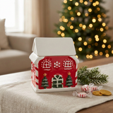Ceramic Christmas House Candy Jar with Lid - 10×9cm