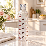 Clear Glass Water Bottle with Heart Design – 750 ml