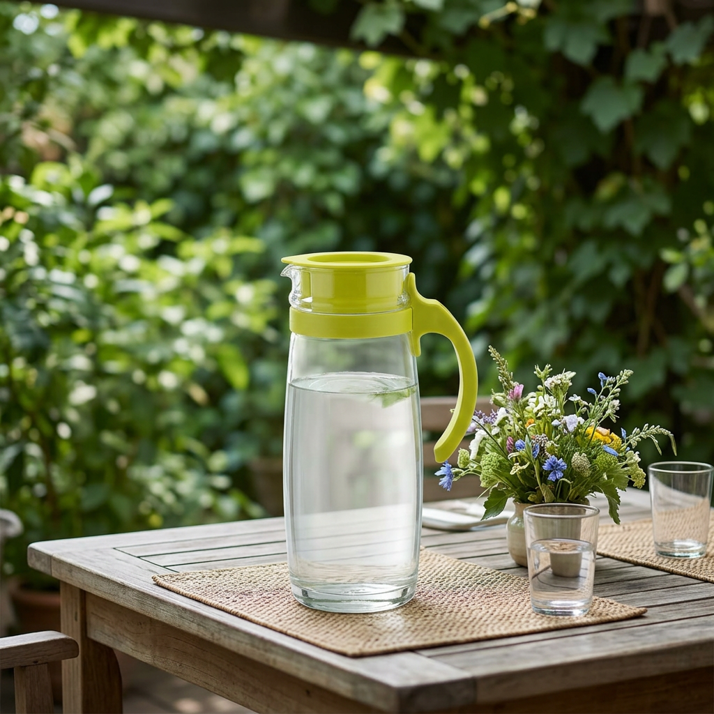 Ocean Glass Jug with Plastic Lid Lime Green - 1660ml