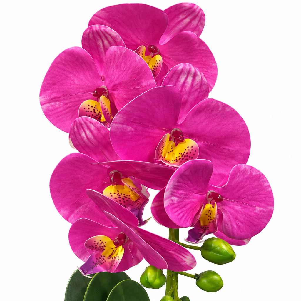Artificial Orchid Flower Plant with Plastic Pot Magenta Pink –  42cm