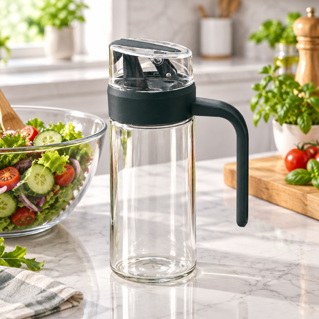 Glass Oil Pot with Handle Dark Green - 500ml