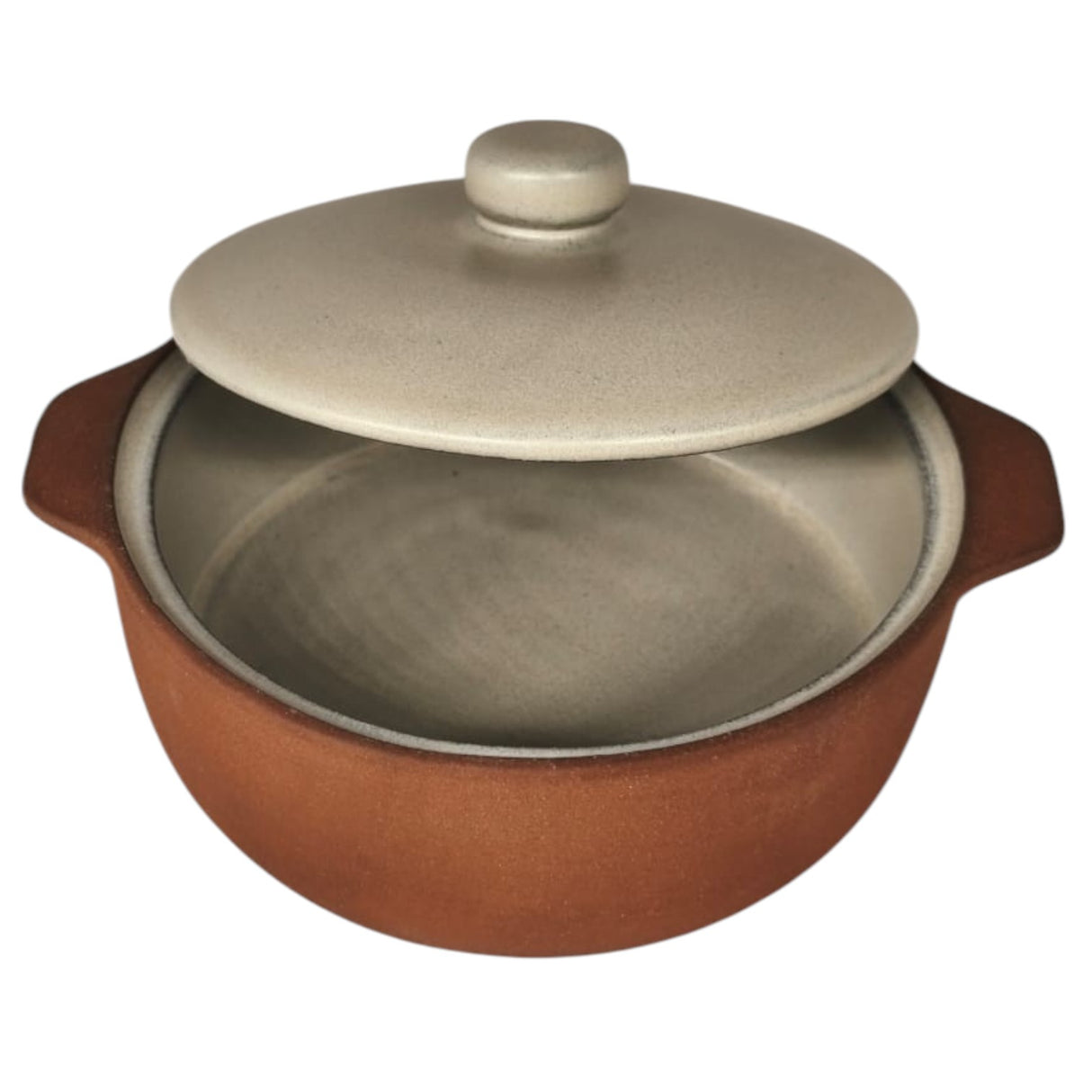 Maria Terracotta Round Clay Casserole With Lid Traditional-25cmX6cm(FloralWhite&Clay)