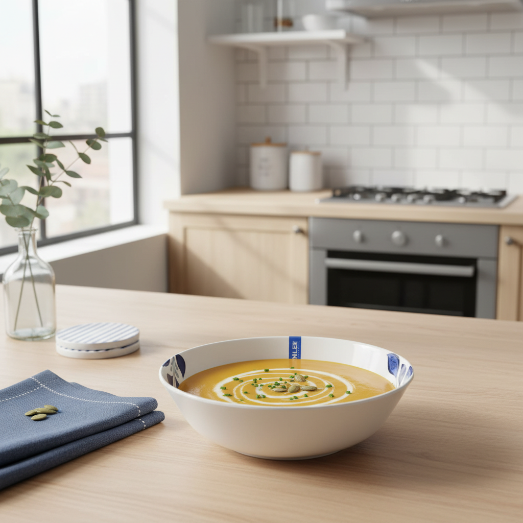Henlee White & Blue Melamine Soup Bowl - 8.5 Inch