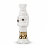 Ceramic Nutcracker Figurine White & Gold - 17cm