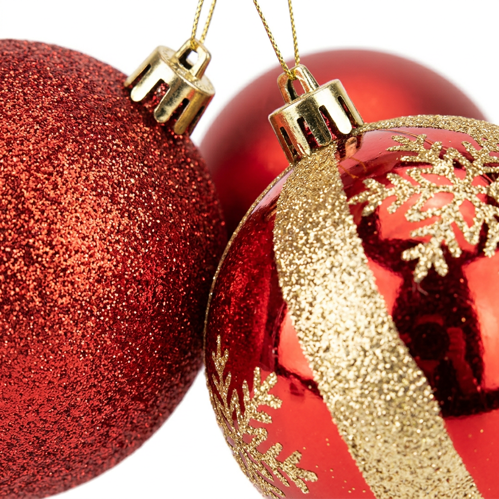 Plastic Christmas Décor Balls 6-Piece Set Red & Gold - 8cm