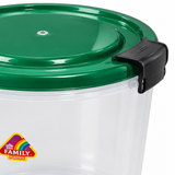 Family Plastic Storage Basket with Locking Lid - 25Litres - Green / Red / Blue