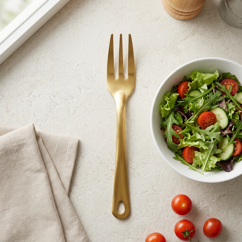 Stainless Steel Serving Fork Gold - 24cm