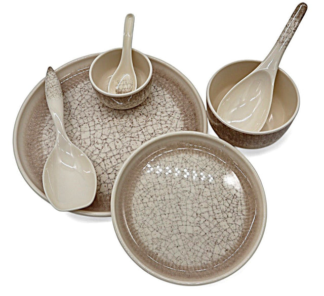 4Ever 24pcs Melamine Round Dinnerware Sets, Cream with Brown Crackle Glaze Design - Al Kabayel Discount Centre4Ever 24pcs Melamine Round Dinnerware Sets, Cream with Brown Crackle Glaze DesignDinnerware Sets4EVERAl Kabayel Discount Centre