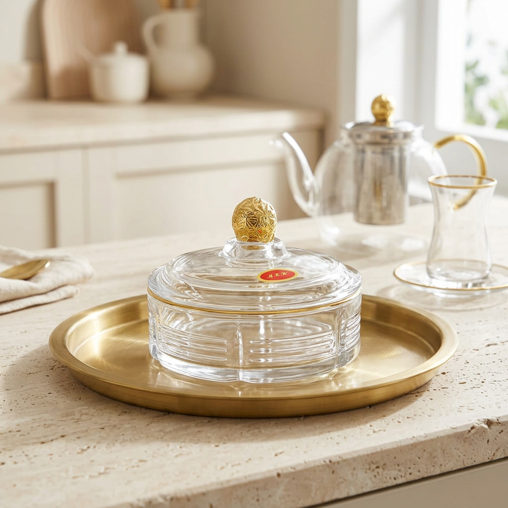 M.E.W Glass Sugar Pot with Lid - 12cm