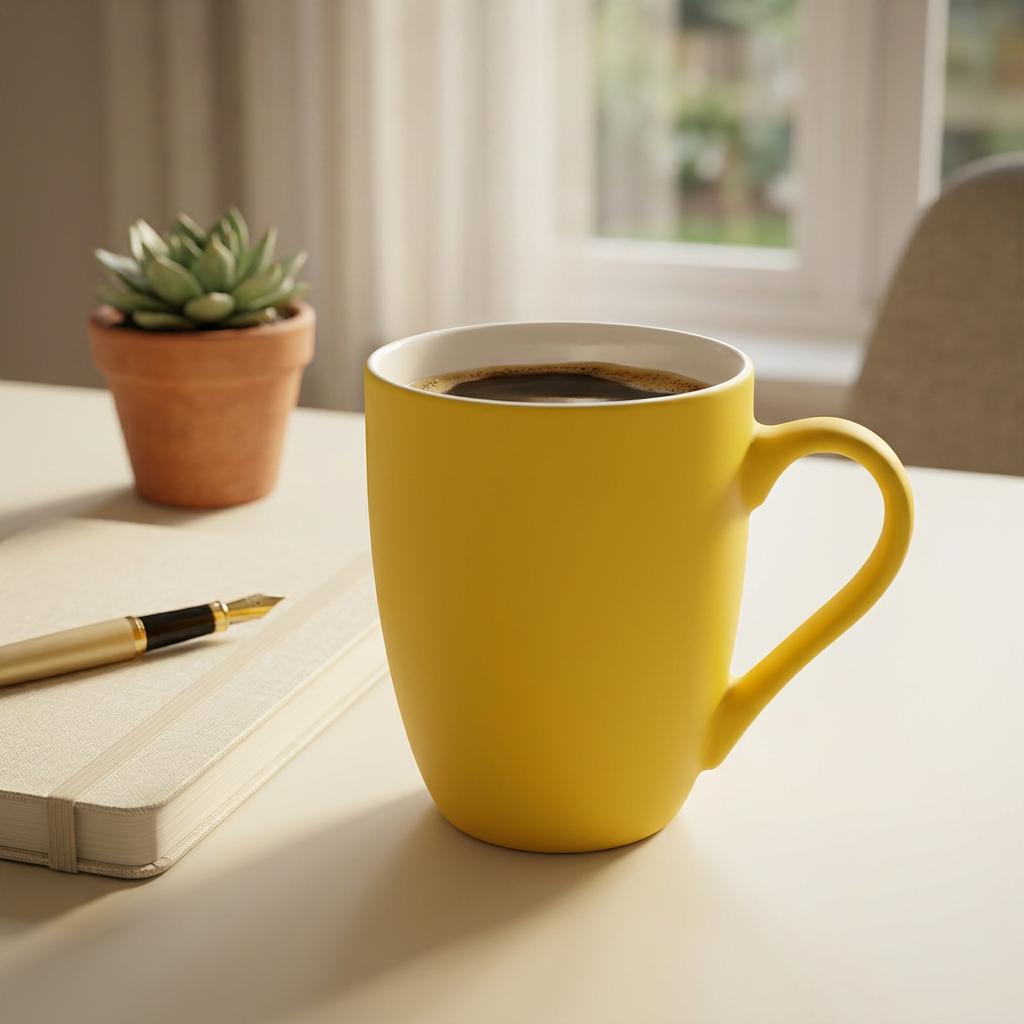Ceramic Mug Yellow & White – 350ml