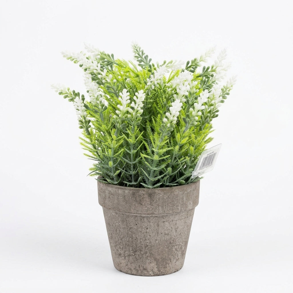 Zeem Green & White Artificial Flower Pot with Chalk Pot - 20cm