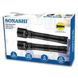 Sonashi 6000mAh Rechargeable LED Torch Set of 2 | 1200 Meter Coverage | Long Battery Life | Black Color with Acrylic Lens