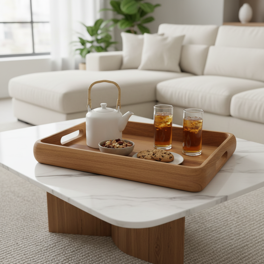 Luhpar Rectangle Wooden Serving Tray - 38×25cm