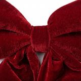 Christmas Bow Decoration with Velvet-Look Finish Red – 20×20cm