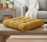 AKDC Premium Square Corduroy Cushion – Mustard Yellow Soft Ribbed Fabric Cushion, 50×50×12 cm