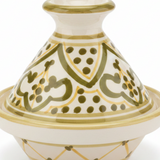 Slama Cream & Olive Gold Ceramic Tajine Set - 9 cm