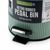 Royalford Retro Ribbed Pedal Dustbin Sage Green - 3 Litres